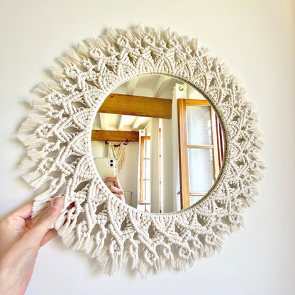 Decorative Macrame Round Wall Mirror Acalora