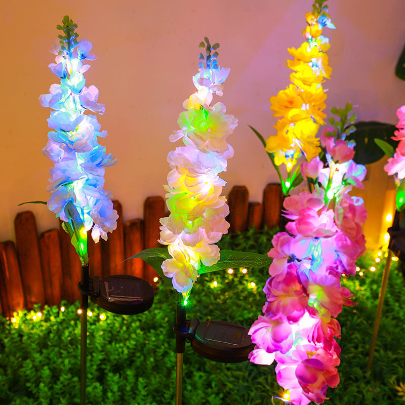 Tall Artificial Delphinium Floral Stake With Adjustable Metal Ground Spike And Removable Clamp Kalsten