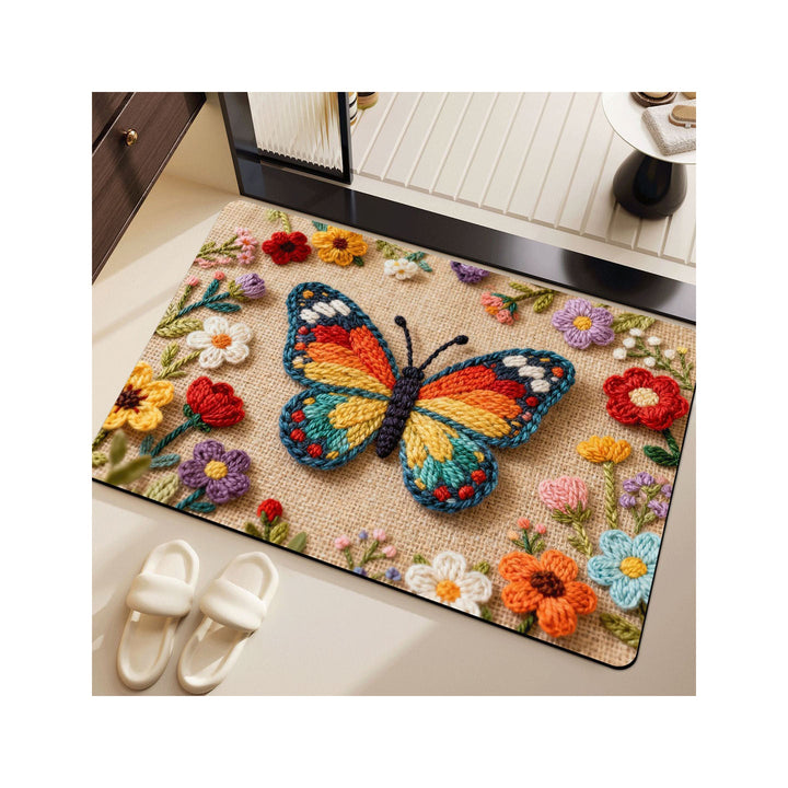 Artistic Embroidered Peacock Bath Mat Kalsten