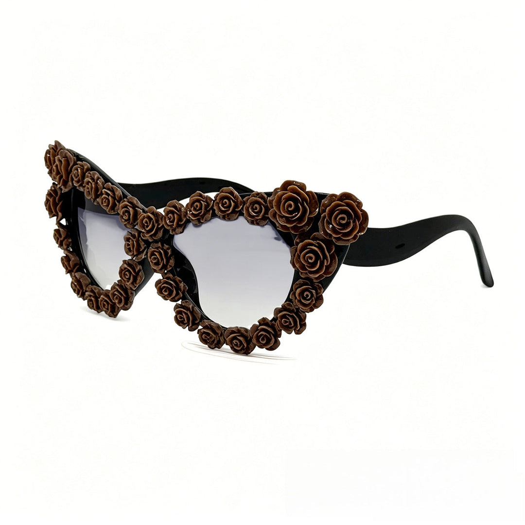 Women's Heart-Shaped Sunglasses with Floral Application Kalsten