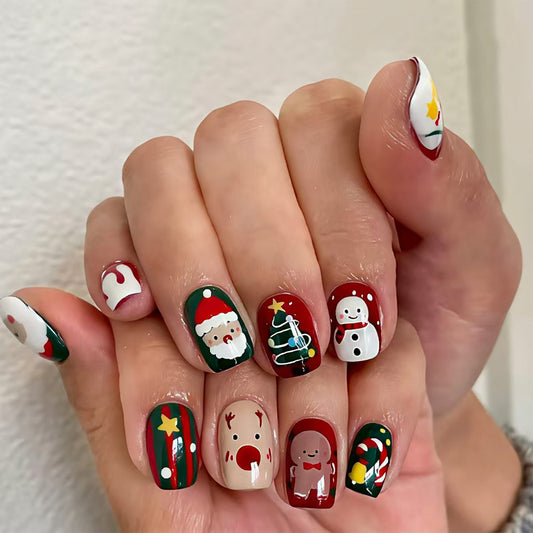 Festive Holiday-Themed Press-On Nail Art Acalora