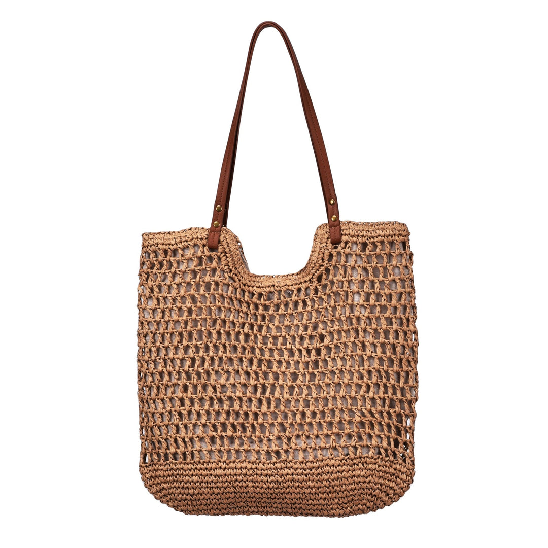 Handwoven cotton bag with leather handles Kalsten