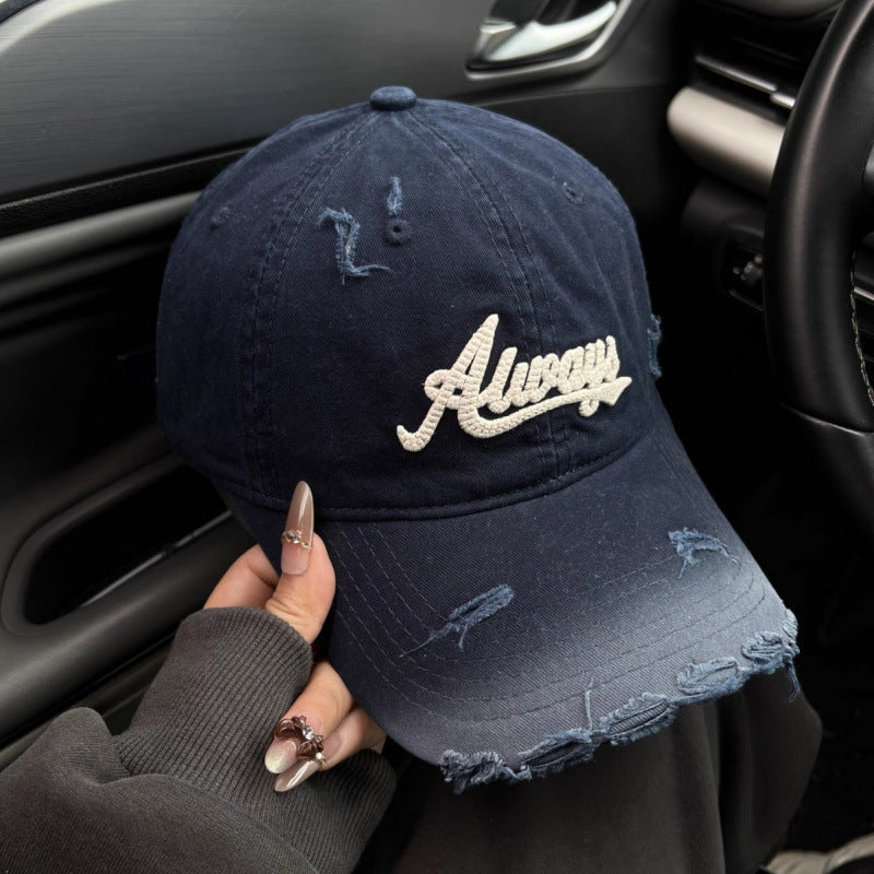 Women's Distressed Denim Style Baseball Cap Kalsten