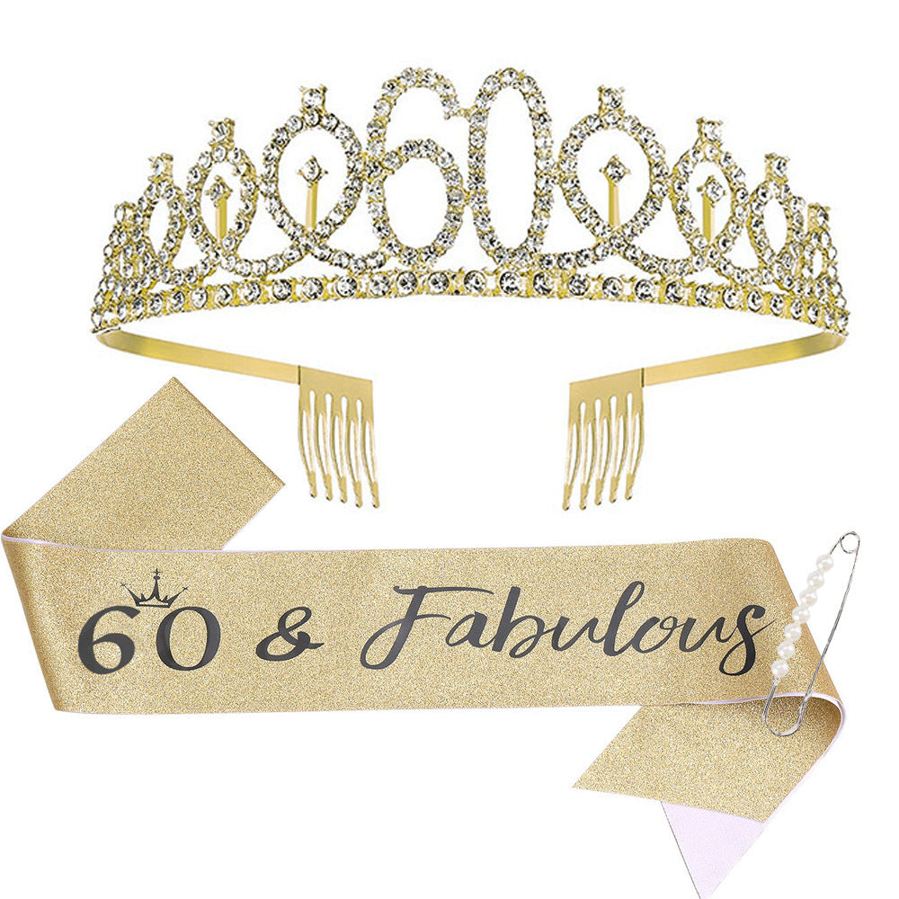 Ladies Sparkling Tiara with personalized 80th Birthday Inscription Kalsten