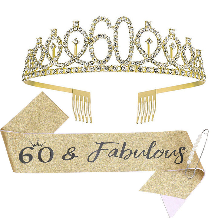 Ladies Sparkling Tiara with personalized 80th Birthday Inscription Kalsten