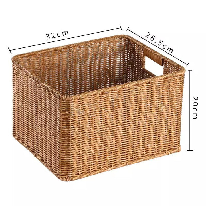 Women's Rectangular Storage Basket Made of Natural Wicker Kalsten