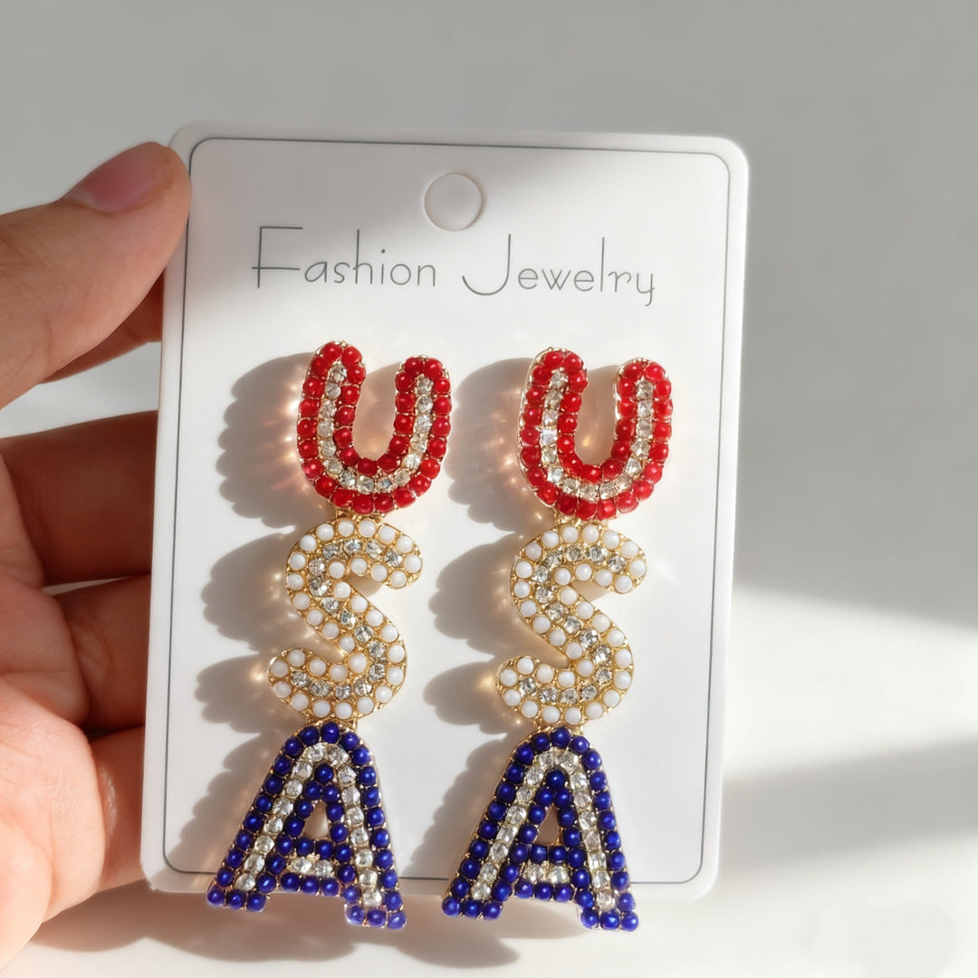Women’s sparkling statement earrings with crystal beads and gold-plated setting Kalsten