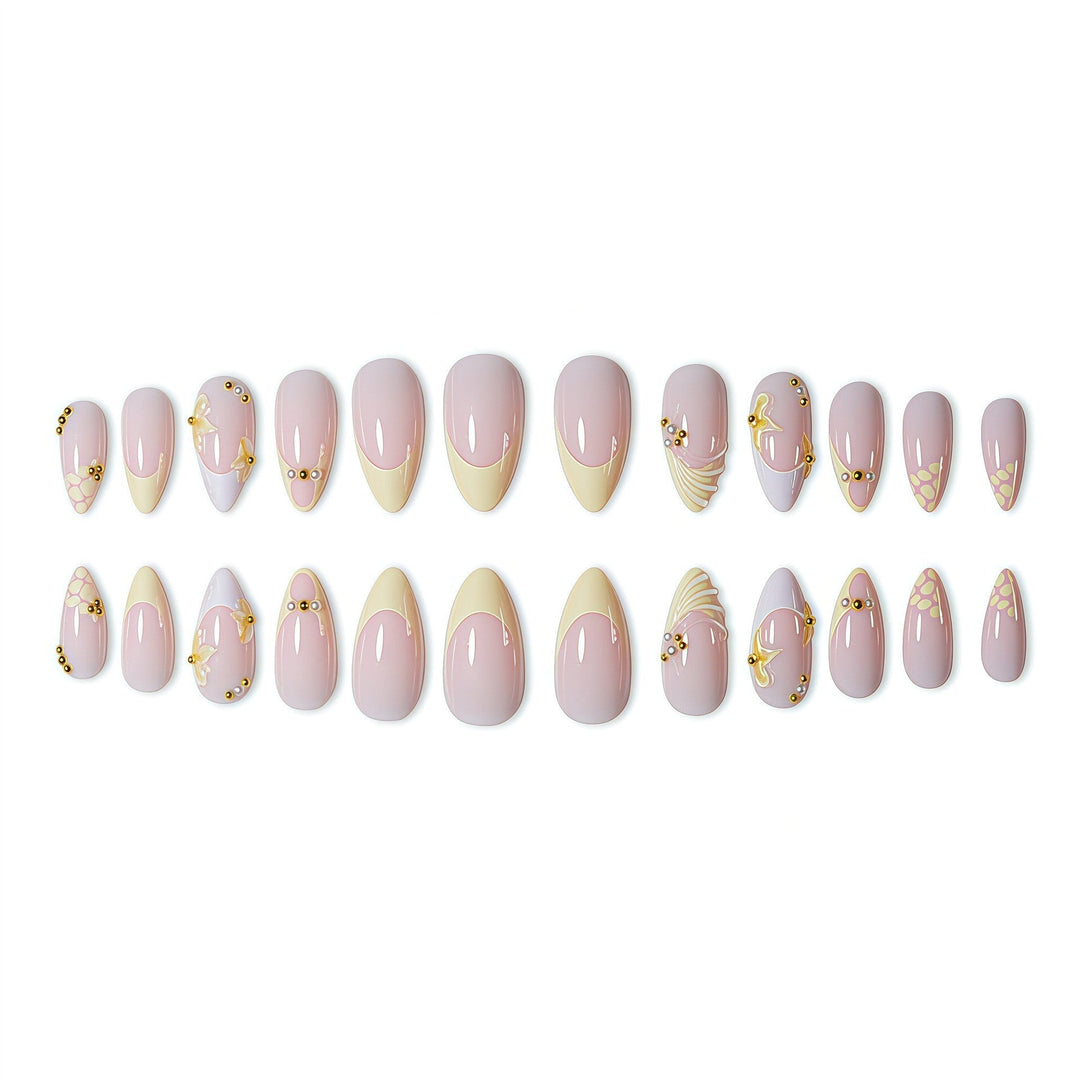 Elegant Natural Floral Press-On Nail Art Kalsten