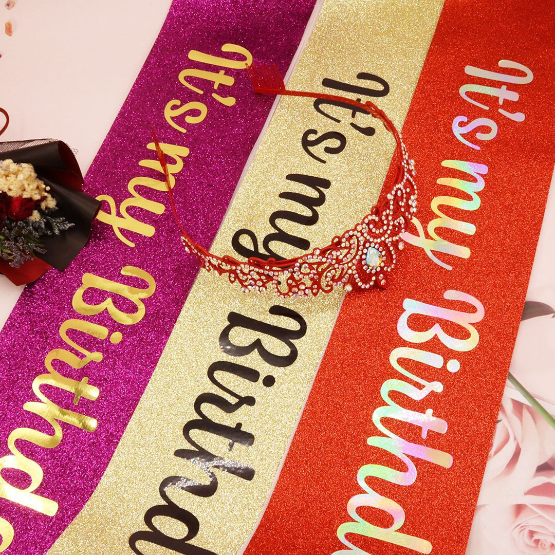 Ladies Festive Birthday Band with Glitter Design Kalsten