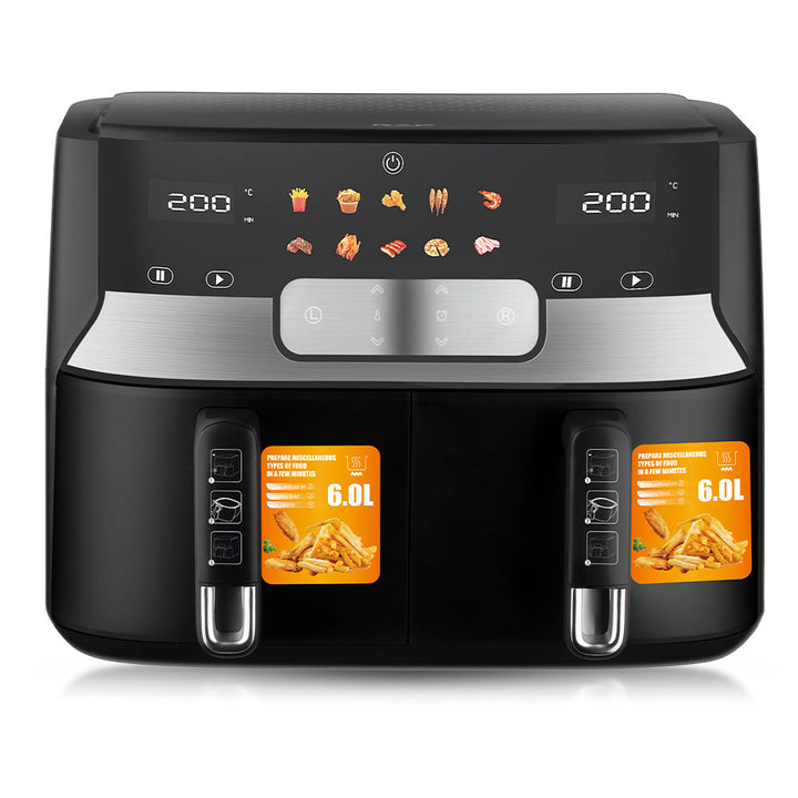 Dual Basket Air Fryer with 360° Air Circulation and LED Display Kalsten