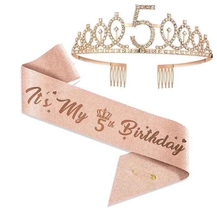Women Glittering Tiaras with Festive Birthday Banner Kalsten