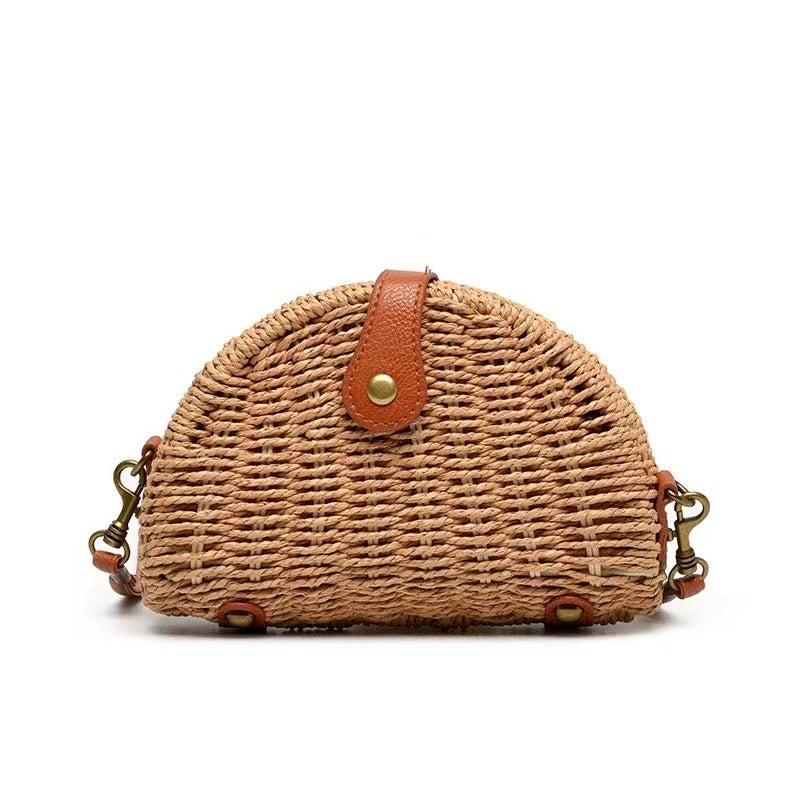 Handcrafted Rattan Bag in Half-Moon Design Kalsten