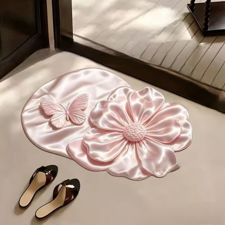 Floral Print Plush Area Rug