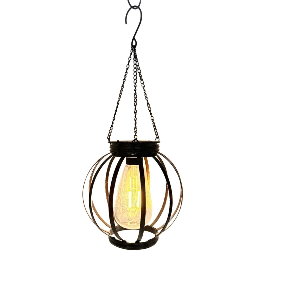 Outdoor Hanging Metal Cage Pendant Lantern With Adjustable Chain And Vintage Filament LED Kalsten