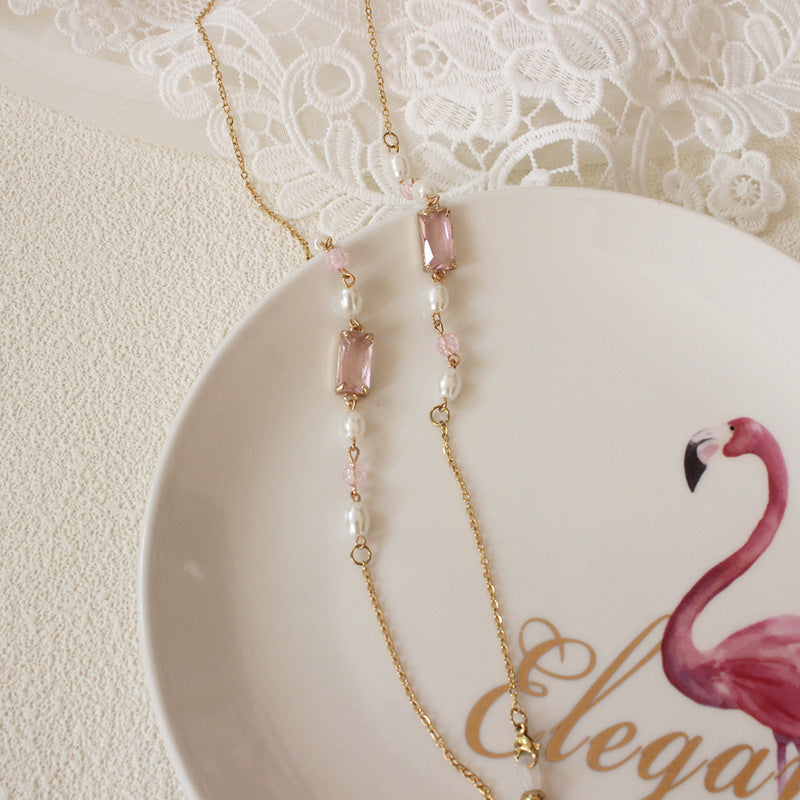 Elegant necklace with pearls and pink accents Kalsten