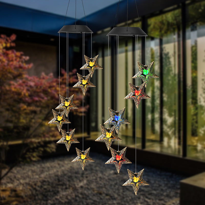 Decorative Hanging Star Wind Chime With Brass Stars And Tubular Aluminum Chimes Kalsten