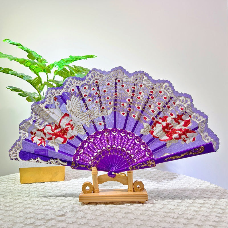 Women Folding Hand Fan with Elegant Embroidery Kalsten