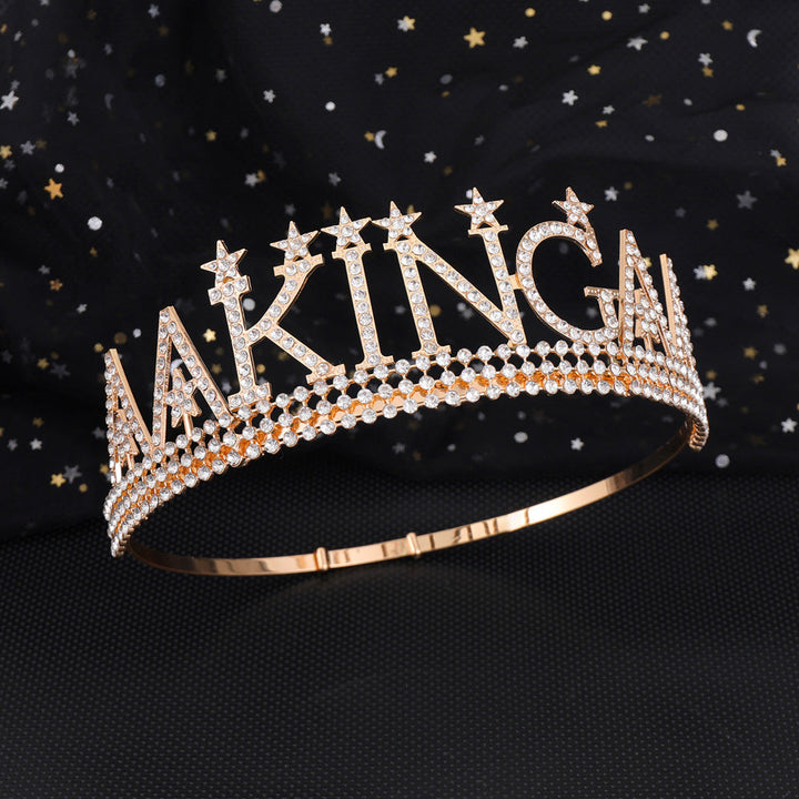 Ladies Glittering Birthday Crown with a Regal "Birthday King" Sash Set Kalsten