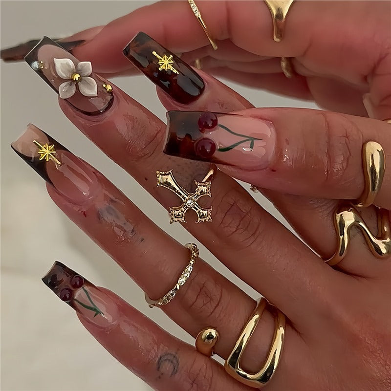 Decorative Long Acrylic Nail Art Acalora