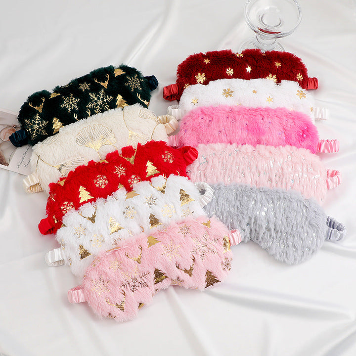Unisex soft eye mask made of faux fur with festive motif embossing Kalsten