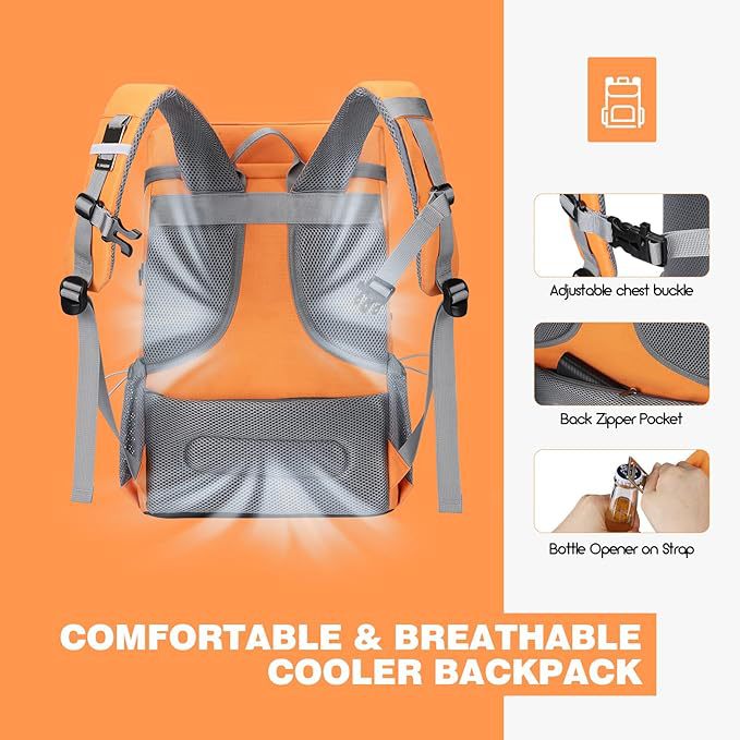 Unisex nan insulated picnic backpack with integrated cooler compartment, bottle holder and adjustable strap system Kalsten