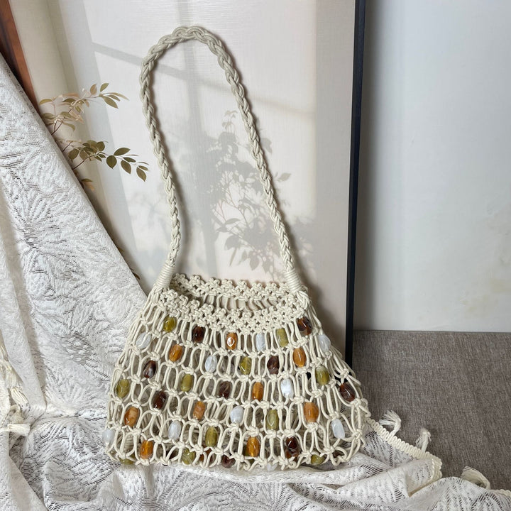 Hand-knotted net bag with decorative beads Kalsten