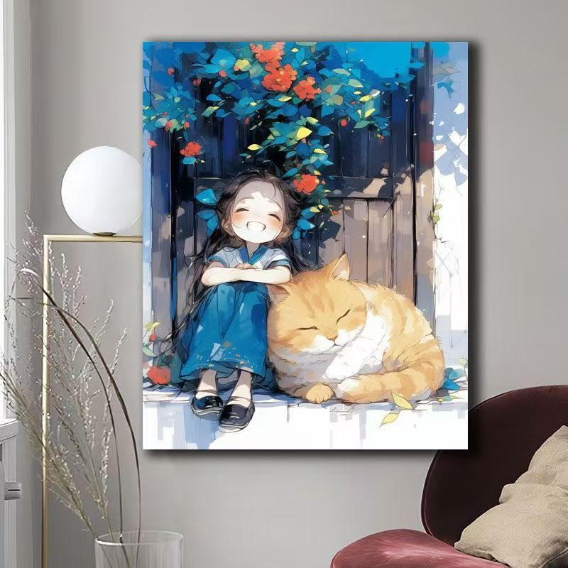 Illustrated Cat-Themed Wall Art Kalsten