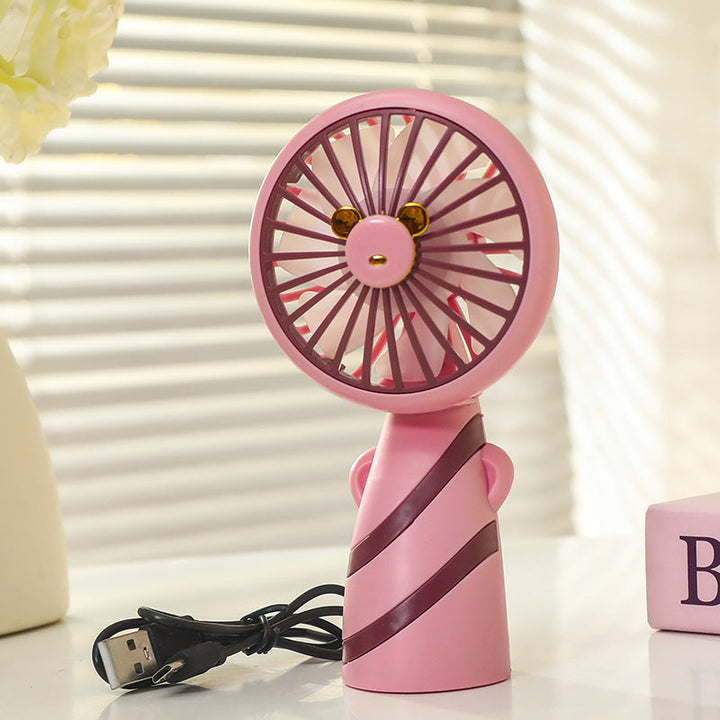 Women's Portable Handheld Fan with Ergonomic Grip and Cute Animal Design Kalsten