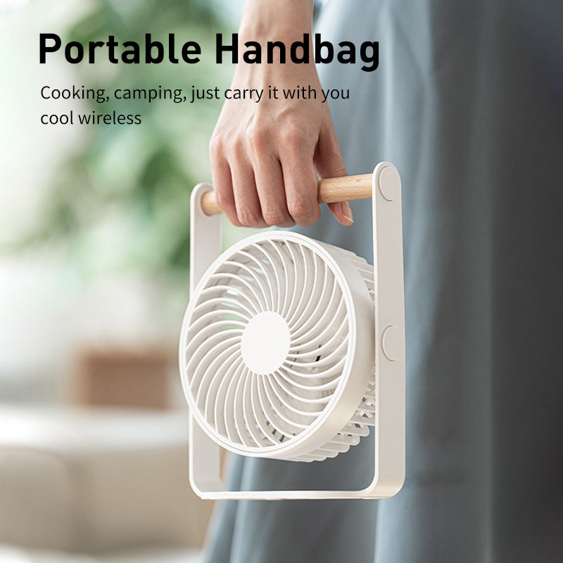 Unisex portable table fan with adjustable tilt function and wooden handle Kalsten