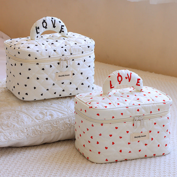 Cosmetic Storage Bag with Padded Design and Cute Heart Motif Kalsten