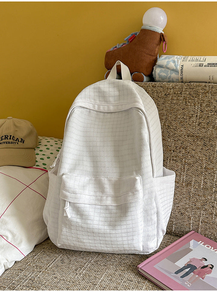 Lightweight Grid Pattern School Backpack