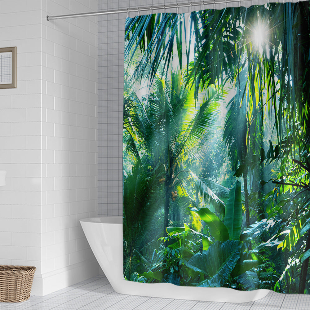 Tropical Jungle Print Shower Curtain Kalsten