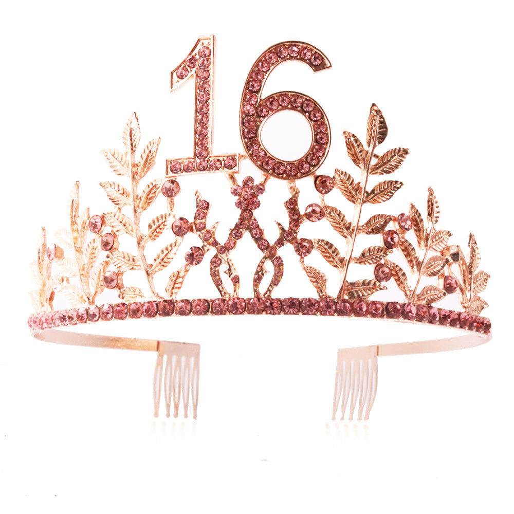 Women's Glamorous Birthday Crown with Shining Rhinestones Kalsten