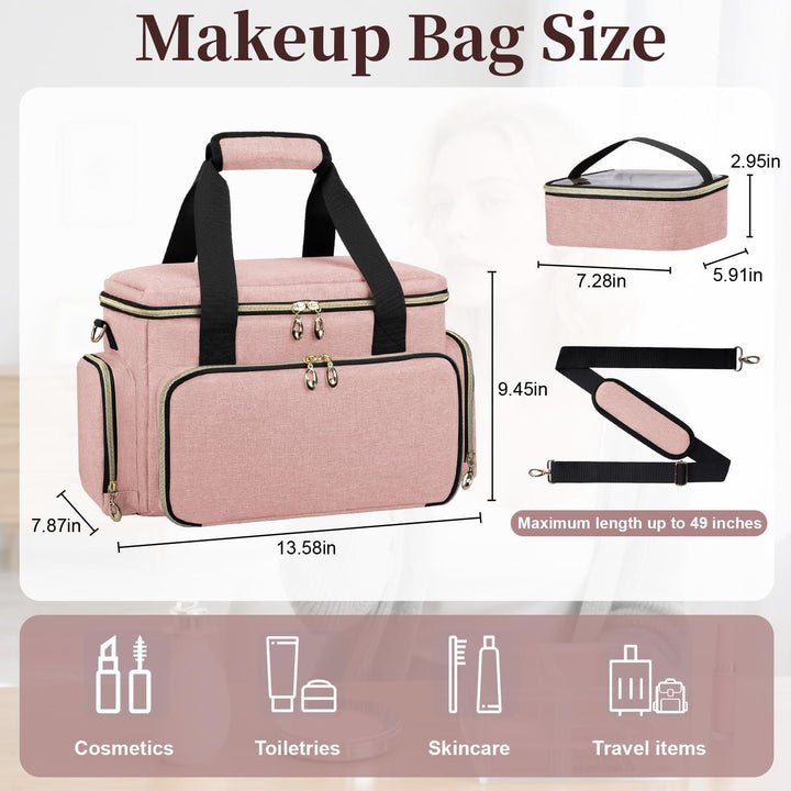 Cosmetic organizer bag with multiple compartments and transparent pockets Kalsten