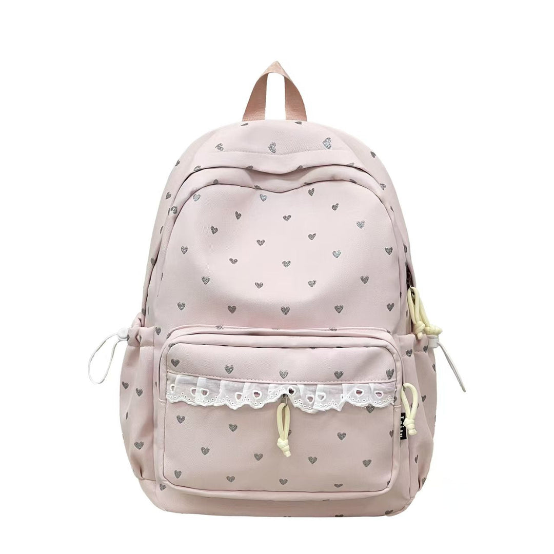 Backpack with Fine Heart Motif and Delicate Lace Appliqué Kalsten