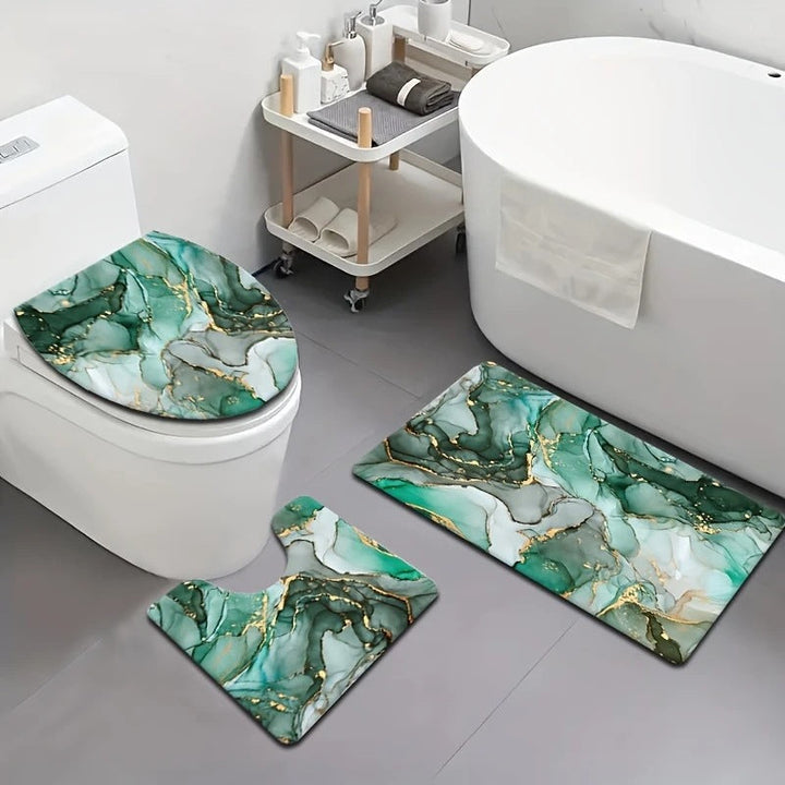 Artistic Marble Print Bath Mat Set Kalsten