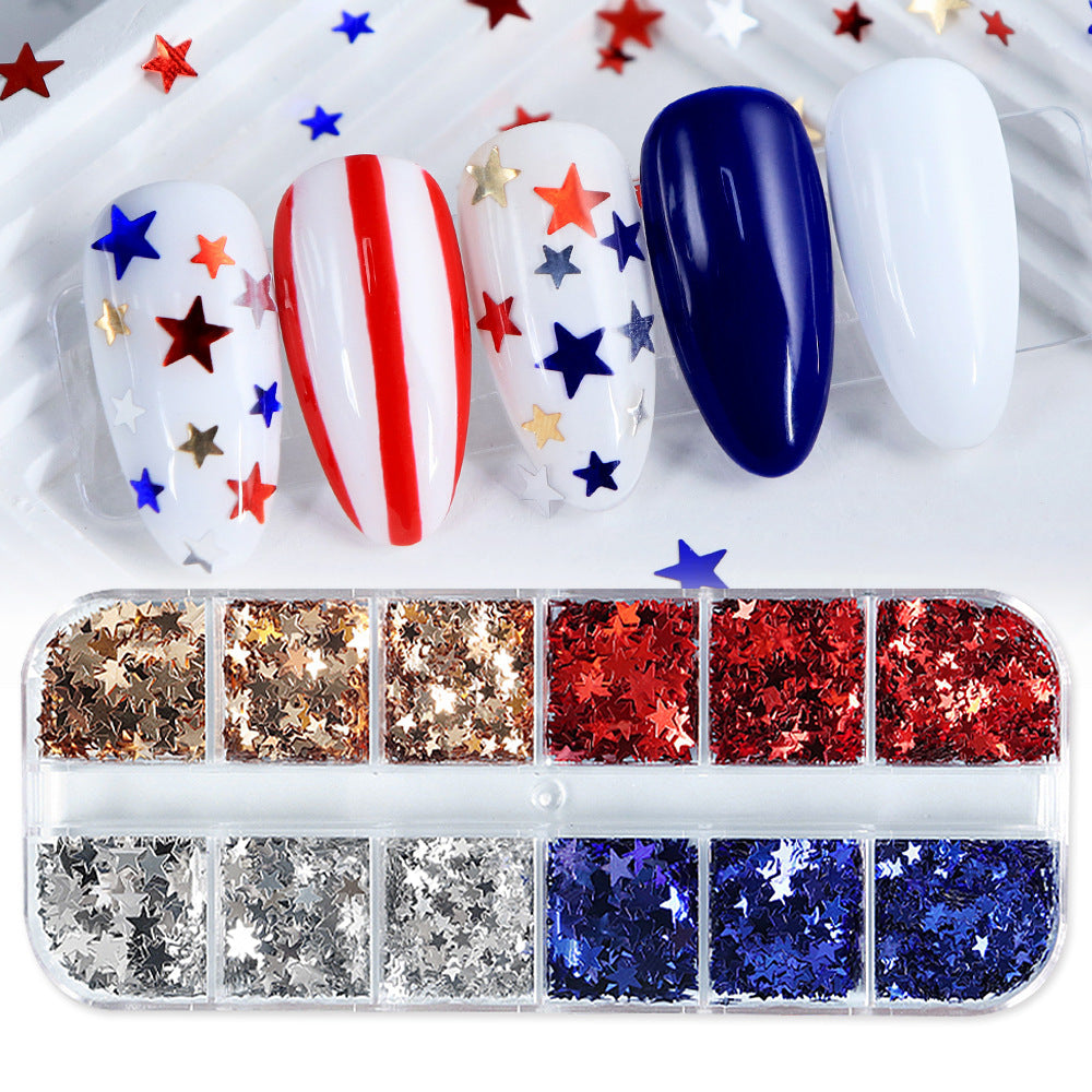 Women's nan star-shaped nail art glitter sequin mix kit for gel and acrylic application Kalsten