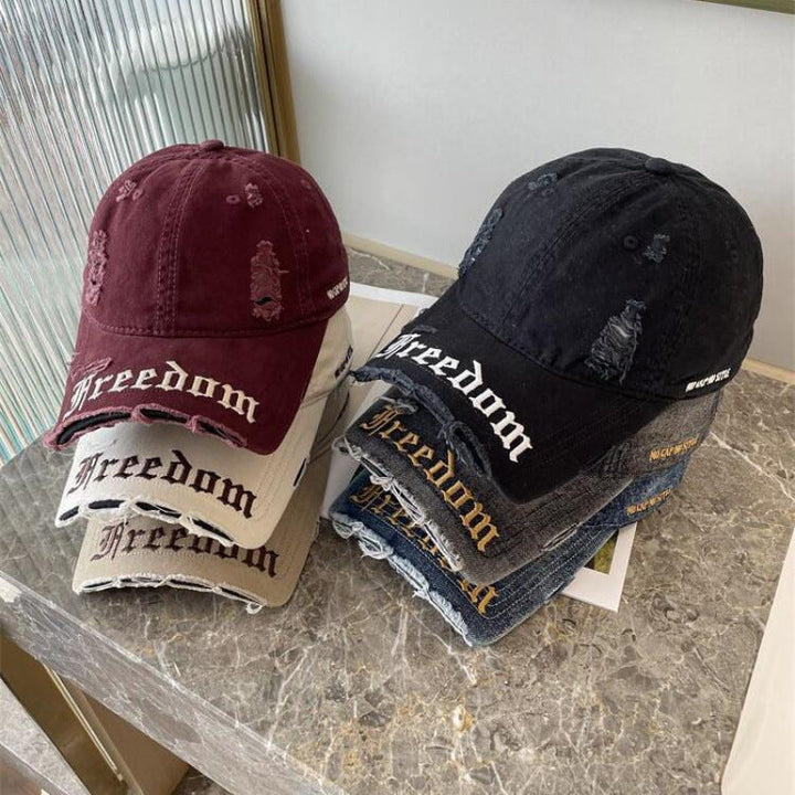 Women's Distressed Freedom Embroidered Baseball Cap Kalsten
