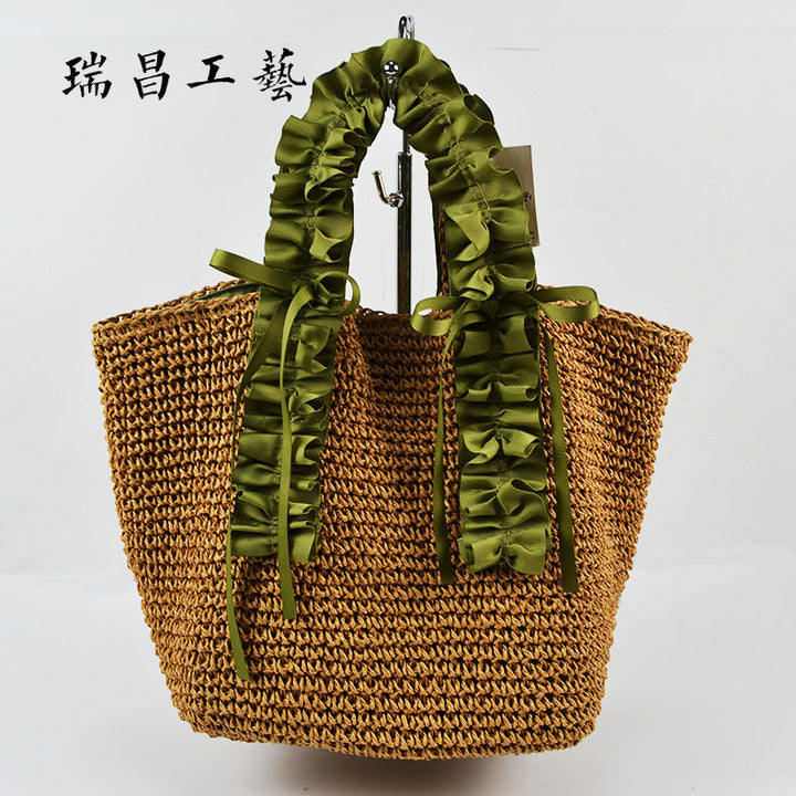 Crocheted beach bag with elegant satin accents Kalsten