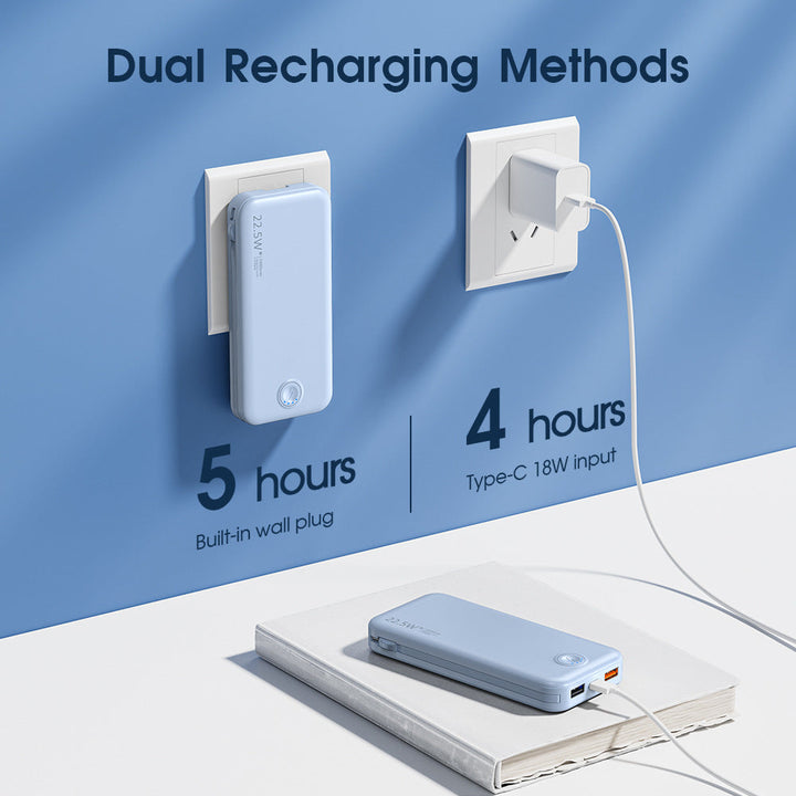 Power bank with integrated wall plug and fast charging Type-C function Kalsten