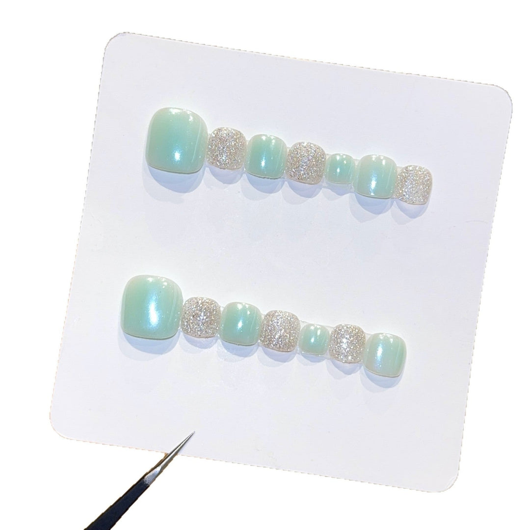 Acrylic nail set with glitter and pastel accent Kalsten