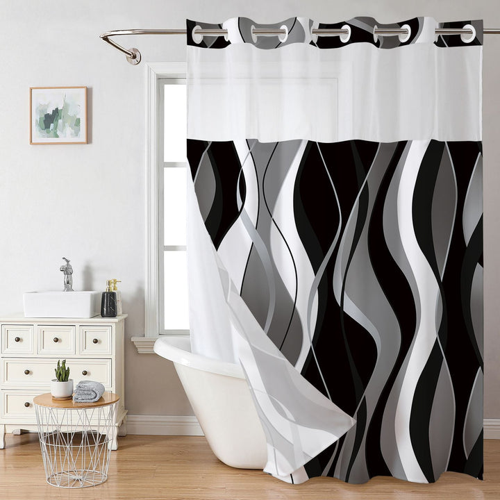 Modern Abstract Wave Pattern Shower Curtain Kalsten