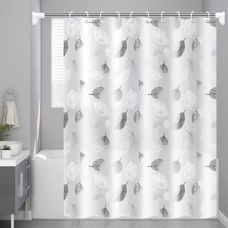 Elegant Leaf Print Bathroom Shower Curtain Kalsten