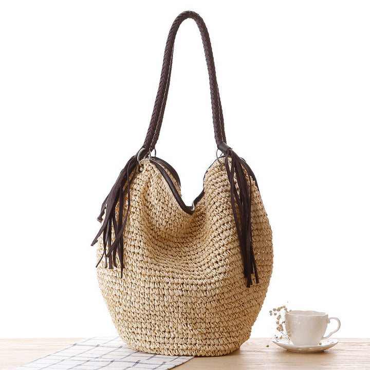 Handmade beach bag with stylish fringes Kalsten