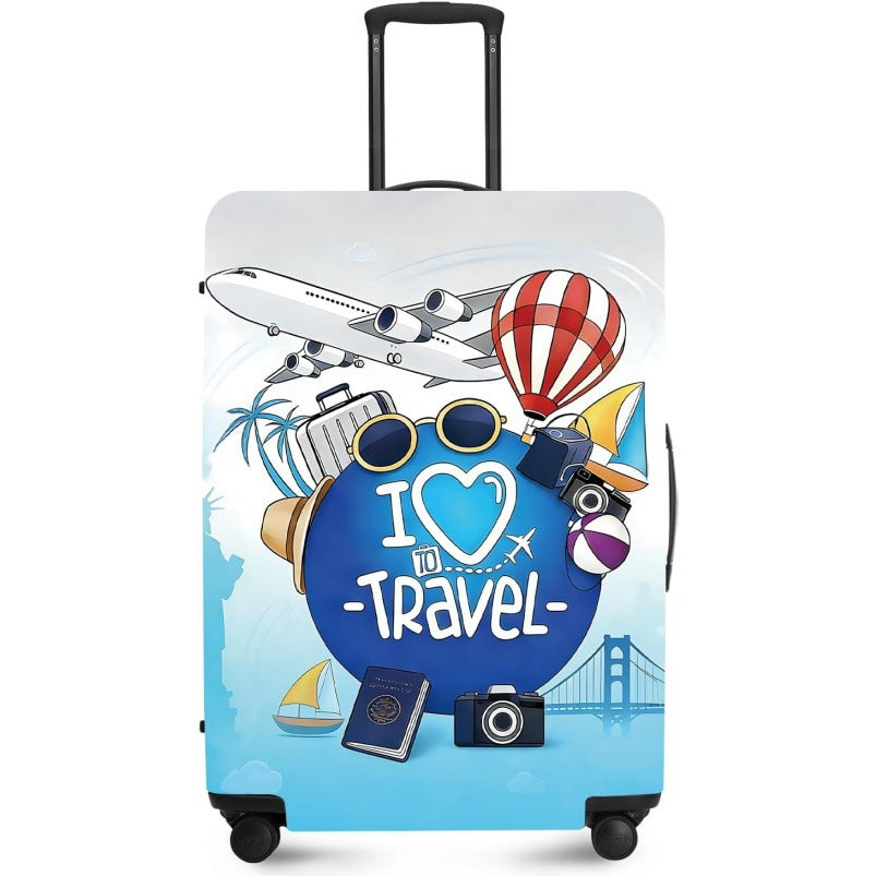 Unisex nan elastic suitcase cover with UV-resistant motif print and zip opening Kalsten