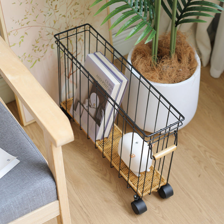 Rolling Wicker Storage Cart Kalsten