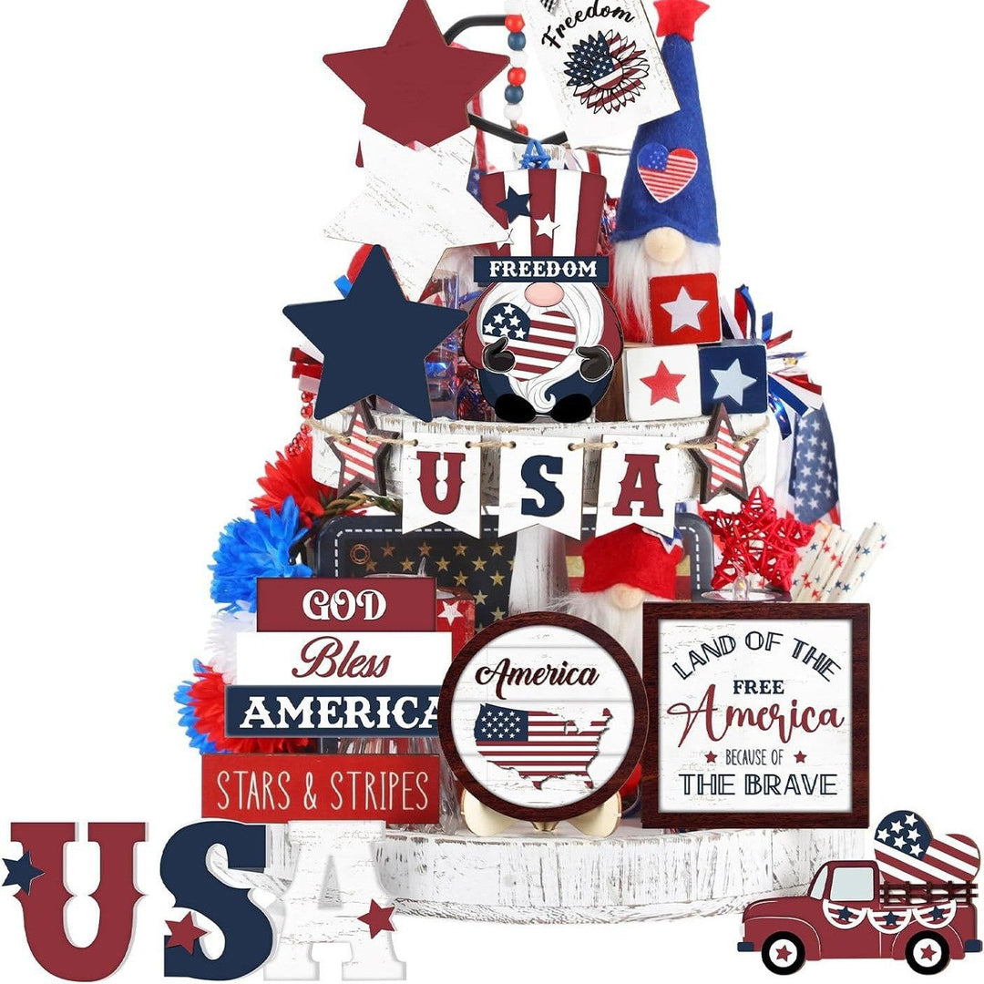 Unisex nan patriotic wood decor set for wall and door with versatile USA motifs Kalsten