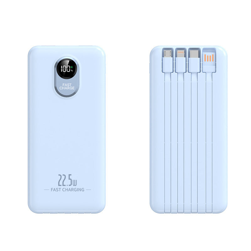 Portable power bank with 22.5 W fast charging function and integrated cables Kalsten