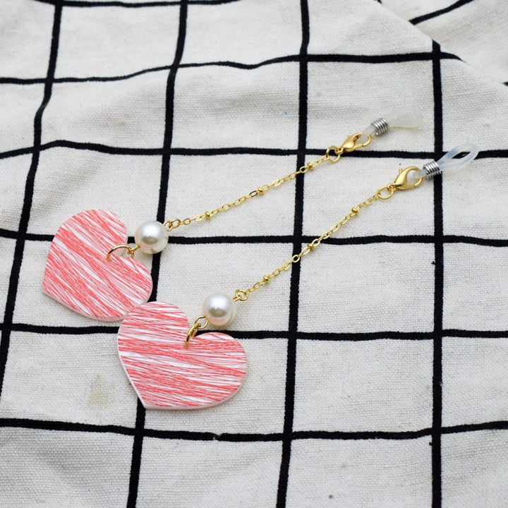 Heart-Shaped Eyewear Chain with Pearl Accents Kalsten