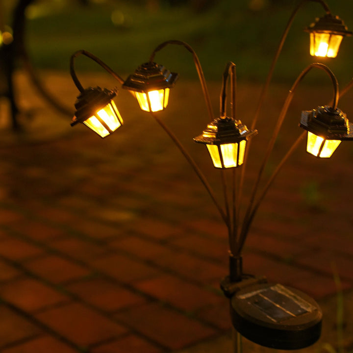 Decorative Multi-Head Solar Garden Stake Lanterns With Warm LED Kalsten